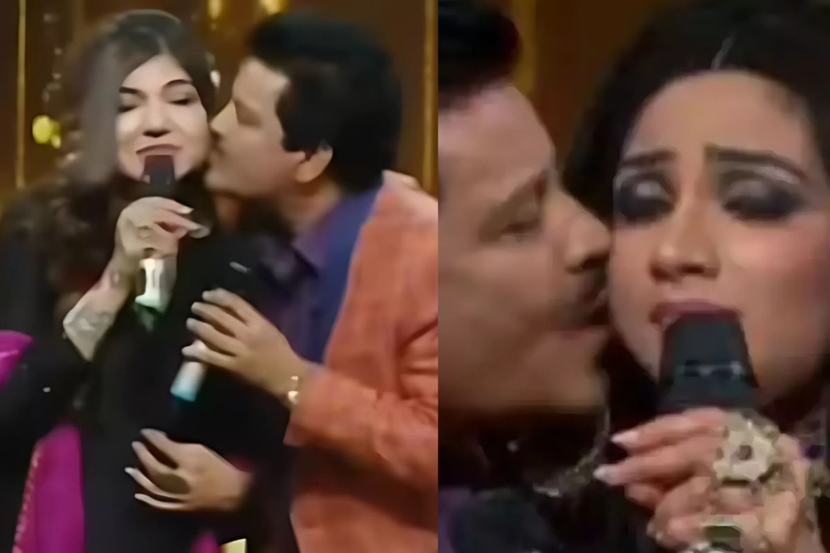 Udit Narayan Kissing Alka And Shreya